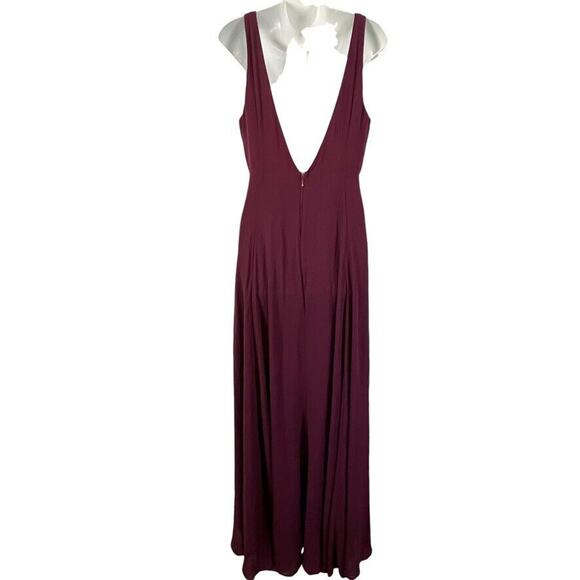 Show Me Your Mumu Womens Formal Jenn Maxi Dress Merlot Chiffon Belted NWT sz L - Picture 13 of 16